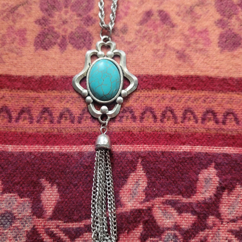 Turquoise Silver Pendant Necklace